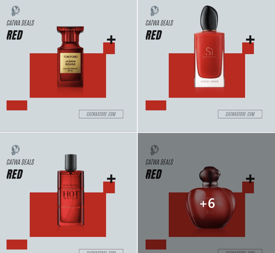 Red colored perfumes