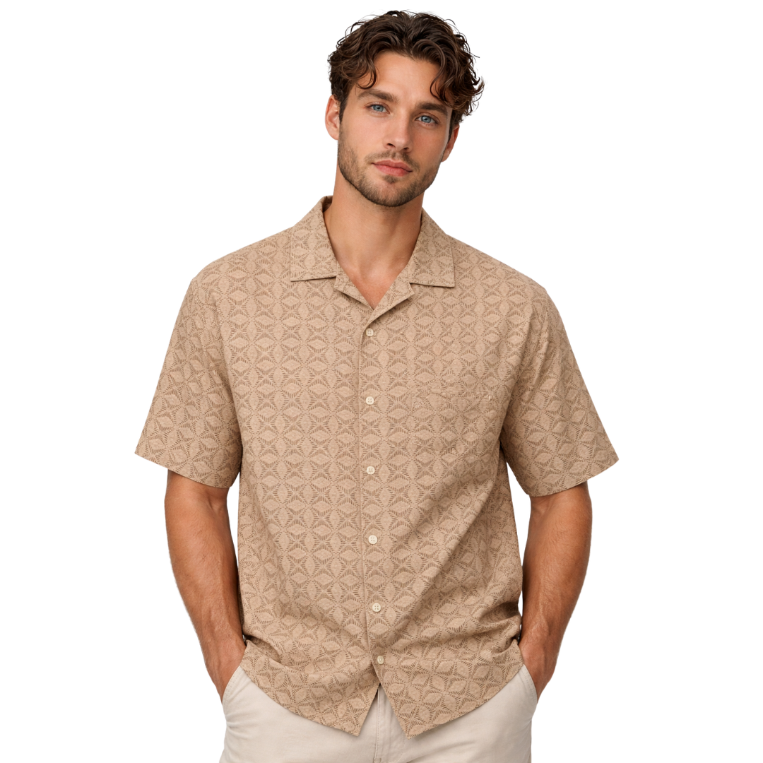 American Eagle Poolside Printed Button-Up Shirt