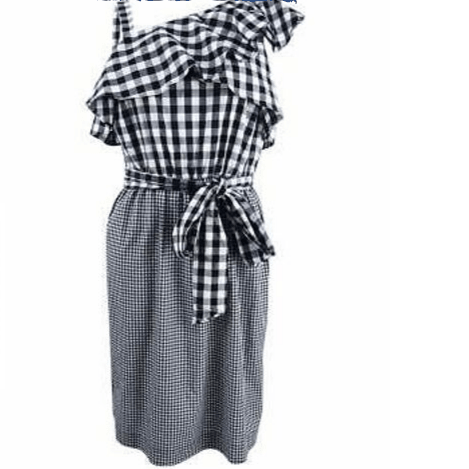 Calvin Klein Black Womens Gingham One Shoulder Sheath Dress Catwa Deals - كاتوا ديلز | Perfume online shop In Egypt