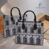 LOUIS VUITTON X FORNASETTI Calfskin Architettura Onthego MM Black White - Catwa Deals - كاتوا ديلز | Perfume online shop In Egypt