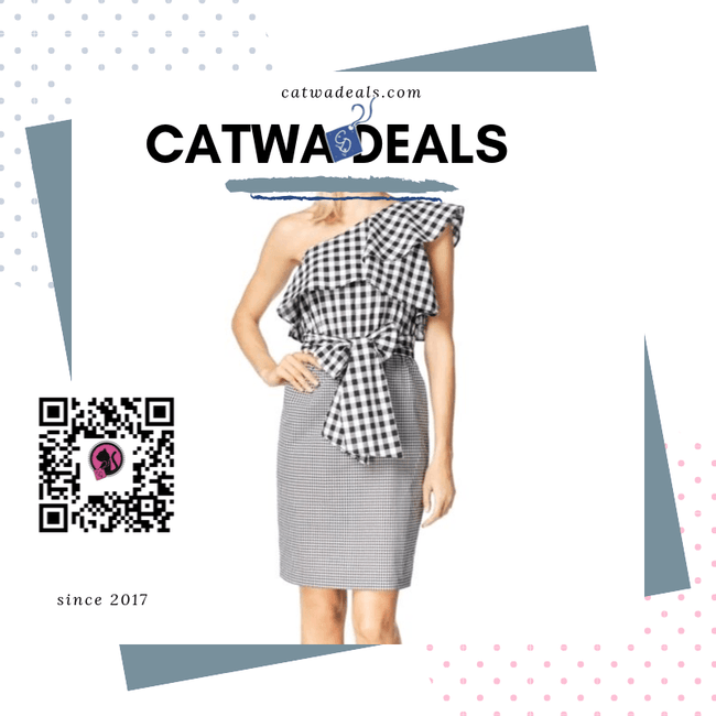 Calvin Klein Black Womens Gingham One Shoulder Sheath Dress Catwa Deals - كاتوا ديلز | Perfume online shop In Egypt